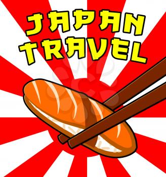 Japan Travel Sushi Means Japanese Tourism 3d Illustration