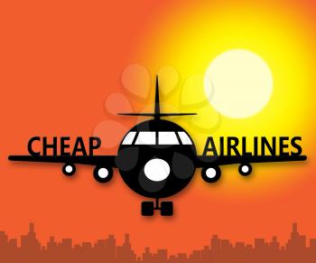 Cheap Airlines Plane Means Special Offer Flights 3d Illustration