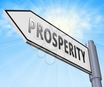Prosperity Road Sign Meaning Investment Profits 3d Illustration