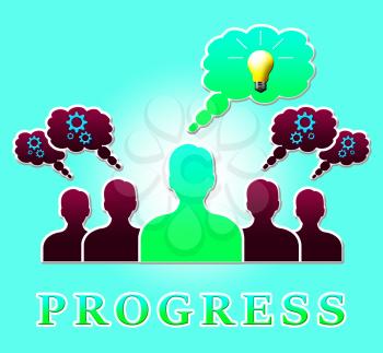 Progress People lightbulb Means Betterment Headway 3d Illustration