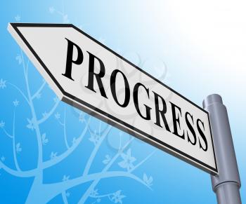 Progress Road Sign Representing Improvement Growth 3d Illustration
