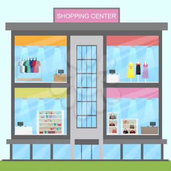 Shopping Center Building Showing Retail Commerce 3d Illustration