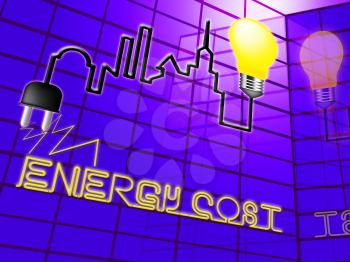 Energy Cost Lightbulb Shows Electric Power 3d Illustration