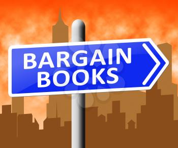 Bargain Books Sign Showing Discount Novels 3d Illustration