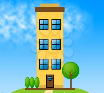 Countryside Apartment Building Meaning Condo Property 3d Illustration