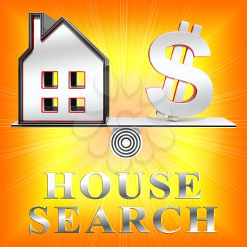 House Search Dollar Sign Meaning Housing Finder 3d Rendering