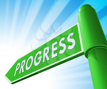 Progress Road Sign Representing Improvement Breakthrough 3d Illustration