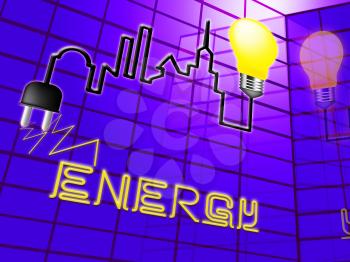 Energy Lightbulb Showing Electric Power 3d Illustration