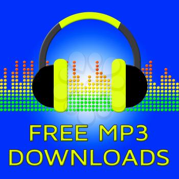 Free Mp3 Downloads Earphones Shows No Cost 3d Illustration