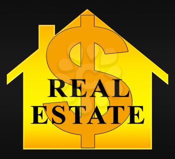 Real Estate Home Dollar Icon Indicating Property 3d Illustration