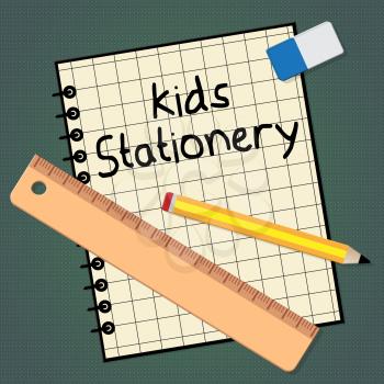Kids Stationery Notebook Representing School Materials 3d Illustration