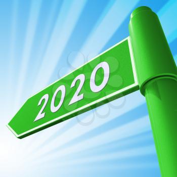 Two Thosand Twenty Road Sign Displaying 2020 3d Illustration