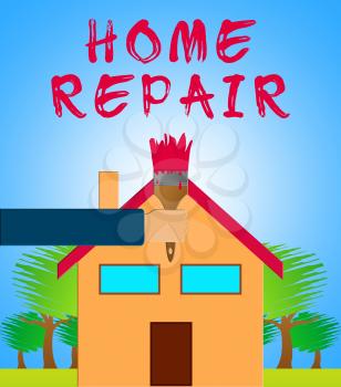 Home Repair Paintbrush Representing Fixing House 3d Illustration