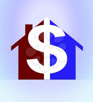 Property Dollar Icon Means Usd House 3d Illustration