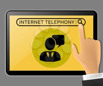 Internet Telephony Tablet Representing Voice Broadband 3d Illustration