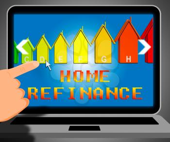 Home Refinance Laptop Representing Equity Mortgage 3d Illustration