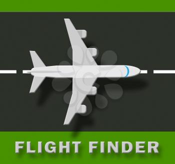 Flight Finder Plane Indicates Flights Research 3d Illustration 