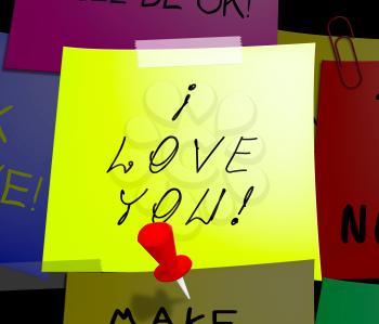 Love You Note Displays Loving Your Heart 3d Illustration