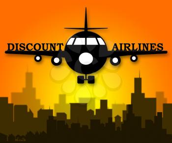 Discount Airlines Plane Means Special Offer Flights 3d Illustration
