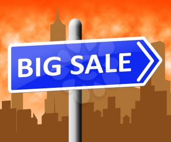 Big Sale Sign Showing Massive Discounts 3d Rendering