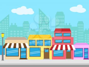 Shopping Street Meaning Shop Sidewalk 3d Illustration