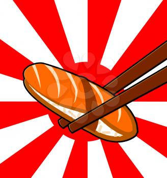 Sushi Fish Showing Japan Cuisine 3d Illustration