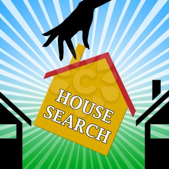 House Search Hand Indicating Housing Finder 3d Illustration