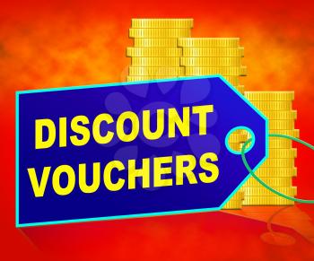 Discount Vouchers Coins Means Saving Money 3d Illustration