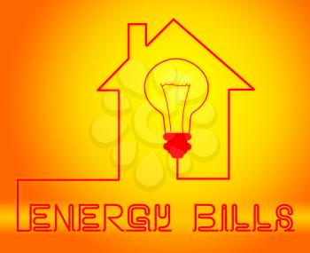 Energy Bills Shows Electric Power 3d Illustration