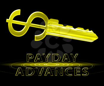 Payday Advances Dollar Key Means Cash Loan 3d Illustration