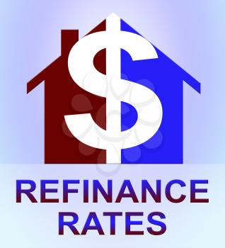 Refinance Rates Dollar Icon Represents Equity Mortgage 3d Illustration