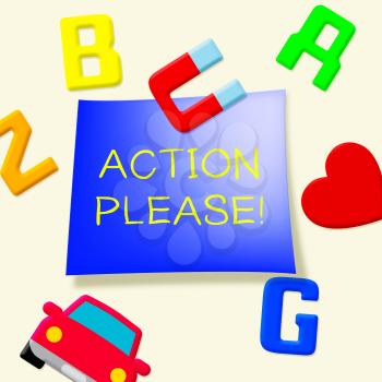 Action Please Message Fridge Magnets Showing Doing 3d Illustration