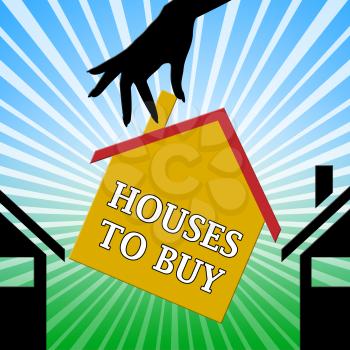 Houses To Buy Hand Means Sell Property 3d Illustration