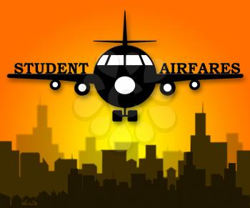Student Airfares Plane Indicates Jet Transportation 3d Illustration