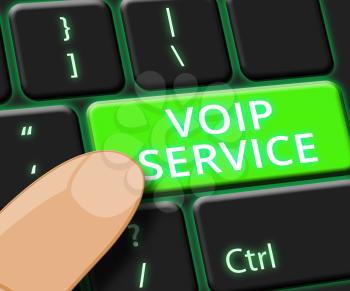 Voip Service Key Showing Internet Help 3d Illustration