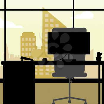 Office Interior Window Means Skyscraper Cityscape 3d Illustration