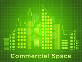 Commercial Space Skyscrapers Represents Real Estate Offices 3d Illustration
