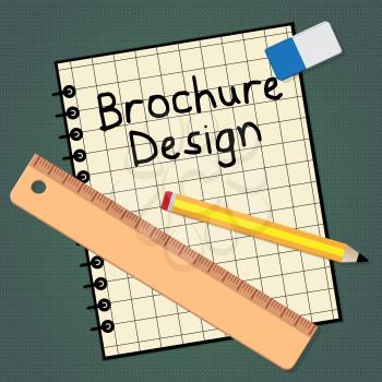 Brochure Design Notebook Representing Designing Flyer 3d Illustration