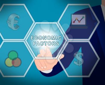 Economic Factors Icons Displays Financial Features 3d Illustration