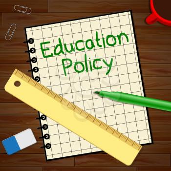 Education Policy Notebook Represents Schooling Procedure 3d Illustration