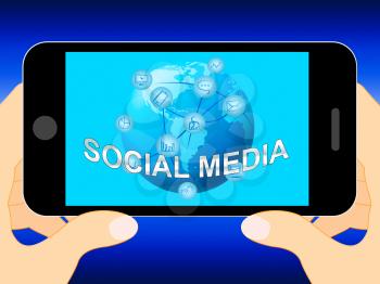 Social Media mobile Phone Representing Online Posts 3d Illustration