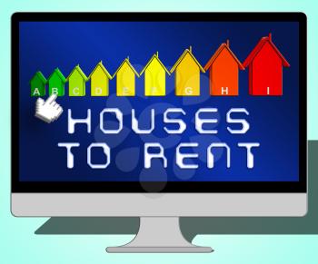Houses To Rent Laptop Representing Real Estate 3d Illustration