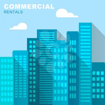 Commercial Rentals Downtown Describing Real Estate 3d Illustration