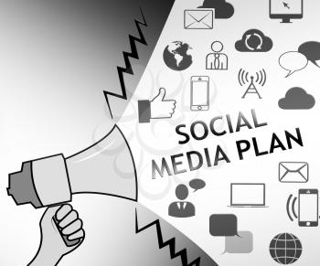Social Media Plan Icons Representing Networking Aims 3d Illustration