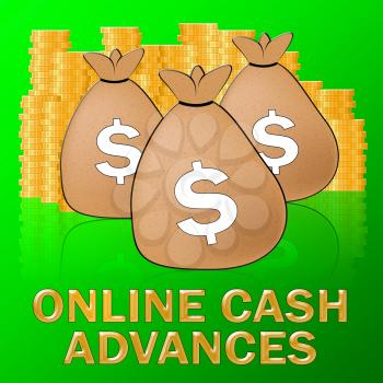 Online Cash Advances Sacks Means Dollar Loan 3d Illustration