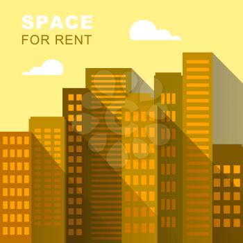 Space For Rent Downtown Describes Real Estate 3d Illustration