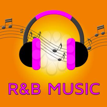 R&B Music Earphones Means Rhythm And Blues 3d Illustration