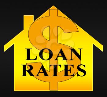Home Loan Rates Dollar Icon Representing Housing Credit 3d Illustration