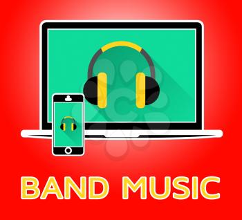 Band Music Laptop Representing Sound Tracks 3d Illustration