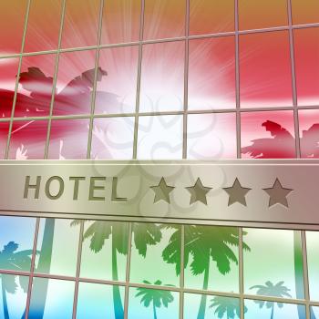 Hotel Lodging Facade Shows Holiday Vacation 3d Illustration